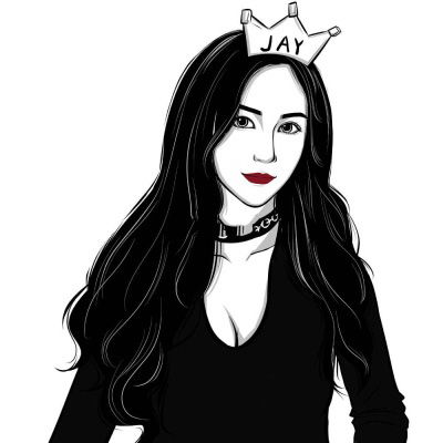 黑白卡通头像女生短发蒋欣