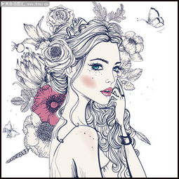 时尚卡通美女插画图片素材