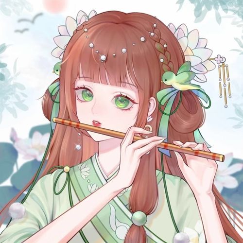 仙气绿色系动漫女生头像我想左肩有你,右肩微笑