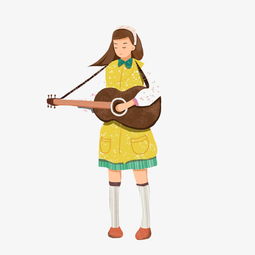 卡通手绘音乐弹吉他少女插画图片素材其他格式下载动漫人物大全