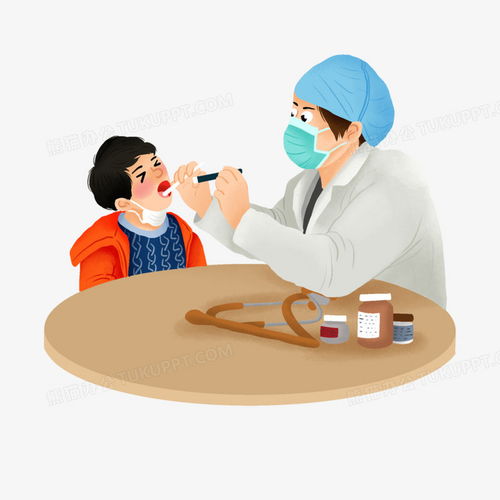 卡通手绘感冒看医生场景png图片素材下载手绘png熊猫办公