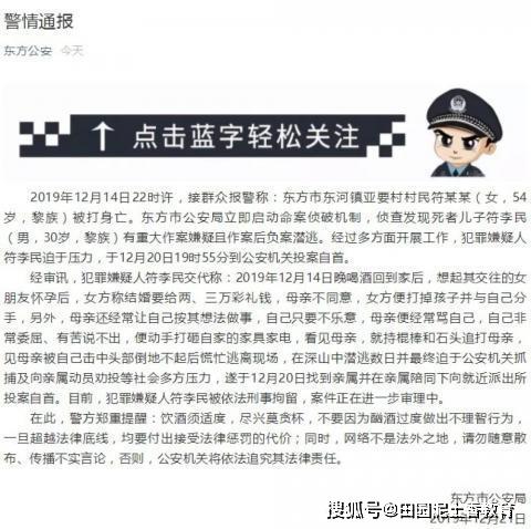 因母亲拒付彩礼女友打胎提分手30岁儿子酒后追打母亲致死,潜逃6天后自首