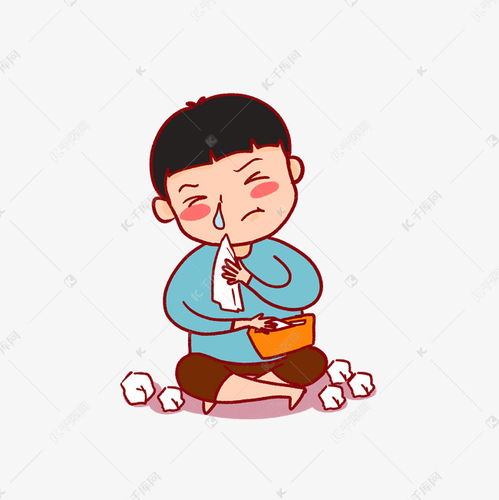 生病流鼻涕的卡通小男孩素材图片免费下载千库网