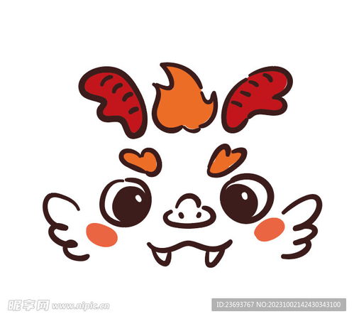 手绘卡通龙头像设计图