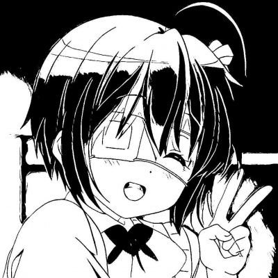 沫兮可爱黑白线条二次元漫画头像