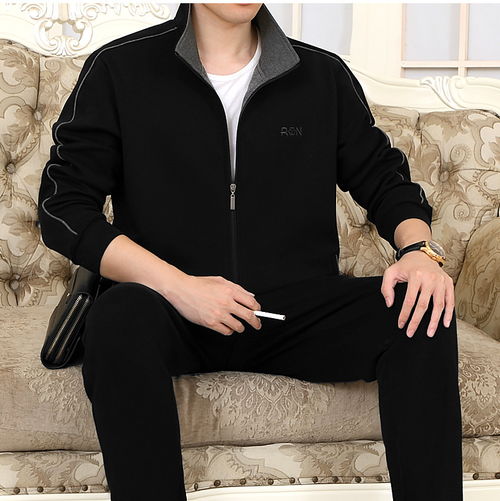 男士运动套装春秋中老年运动服套装男春大码运动装晨跑服卫衣开衫