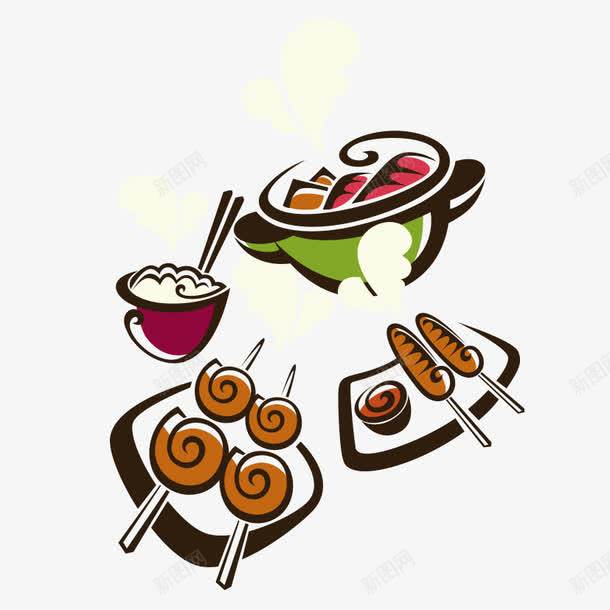 卡通手绘食物平面电商创意素材很多人素材