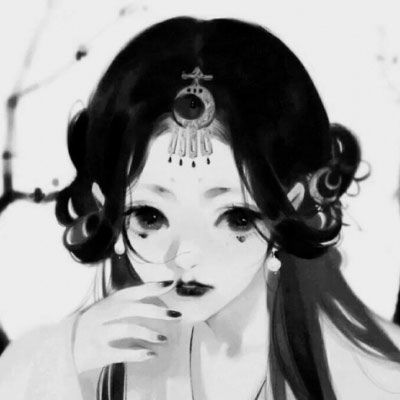 卡通头像女黑白古风