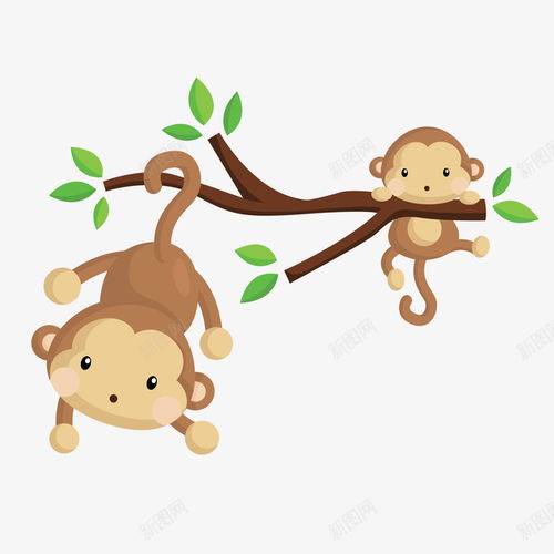卡通可爱的猴子动物矢量图免费下载页面网页平面电商创意素材可爱素材