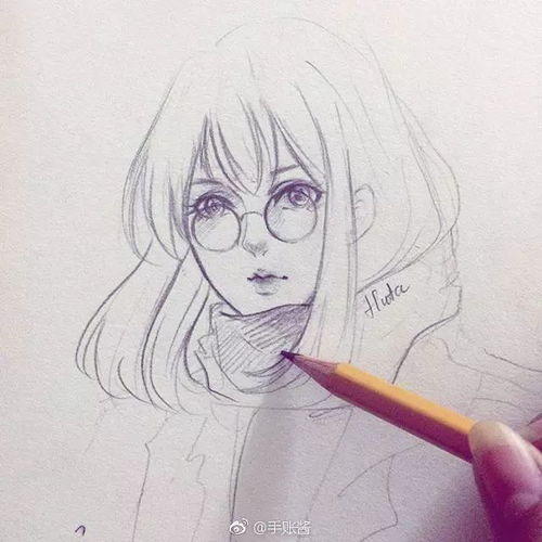 34个手绘白描线稿,动漫言情风女孩,抱走临摹上色吧