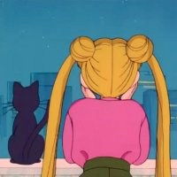 素描动漫女孩黑白背影微信头像图片大全