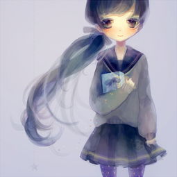 求动漫少女线稿,穿着校服的