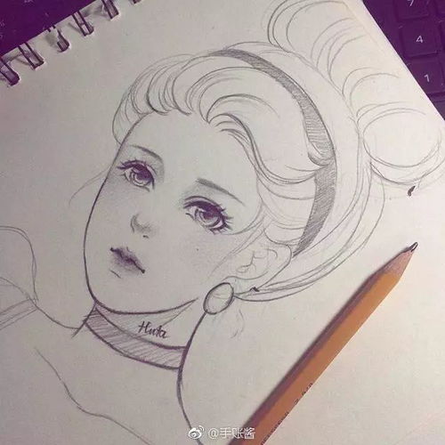 34个手绘白描线稿,动漫言情风女孩,抱走临摹上色吧