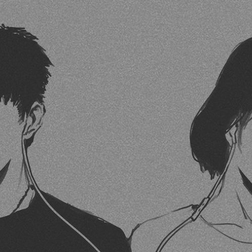 男女漫画耳机情侣插画有线耳机有时候也挺好的教练我想画漫画