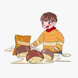 传统节气小寒烤板栗手绘插画图片素材其他格式下载动漫人物大全