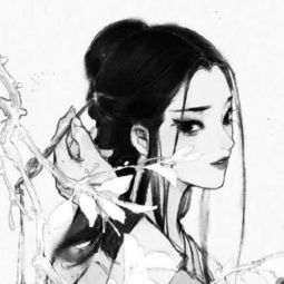 黑白动漫女头像高冷冷酷黑色二次元头像