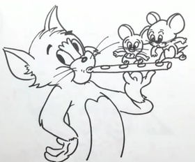 动漫绘画馆猫和老鼠合作演奏