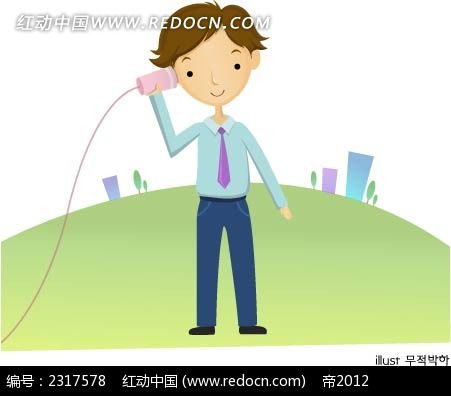 拿着听筒的西装男卡通漫画ai素材免费下载红动网