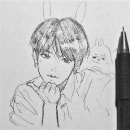 卡通人物素描头像手绘