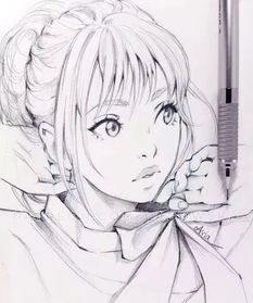 干货100张女生绘画线稿素材,二次元动漫古风美女