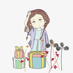 旅游女孩购买礼盒插画图片素材其他格式下载动漫人物大全