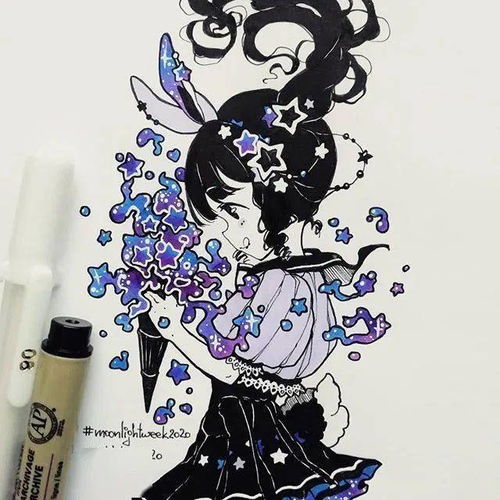 马克笔手绘q版手绘漫画女生人物素材