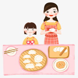 新年2019年妈妈女儿一起包饺子图片素材其他格式下载动漫人物大全