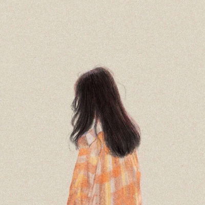 卡通背影头像唯美漂亮手绘画女生背影图片