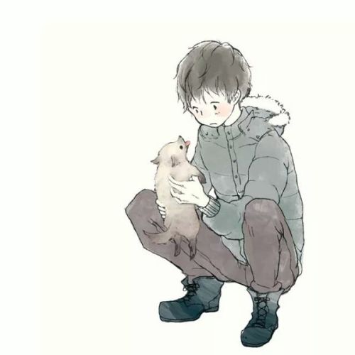 抱狗动漫男头像