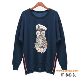 欧美女装春季新款猫头鹰印花圆领加绒加厚中长款卫衣,欧美女装春季新款猫头鹰印花圆领加绒加厚中长款卫衣生产厂家,欧美女装春季新款猫头鹰印花圆领加绒加厚中长款卫衣价格