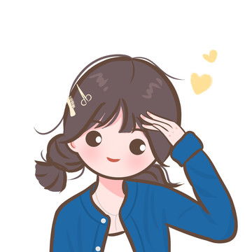 简笔女生头像 卡通插画