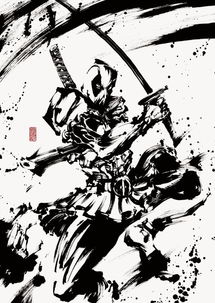 水墨画作家御歌头,另类黑白风格一展动漫名角色霸气雄风