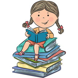 卡通微笑小女孩读书图片下载psd素材装饰图案