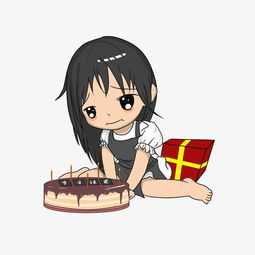 美食可爱吃货小女孩坐在蛋糕前面图片素材其他格式下载动漫人物大全