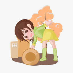 小女孩捡帽子卡通手绘图片素材其他格式下载动漫人物大全