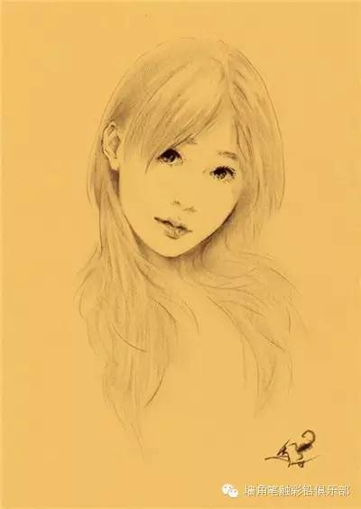 一组漂亮的女生线描肖像