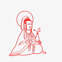 红色剪纸观音菩萨图片素材其他格式下载动漫人物大全