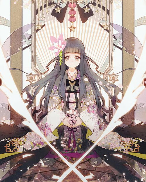 二次元和风美图打扮得体的和服小姑娘,幸福的样子真漂亮