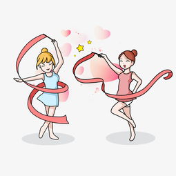 跳舞的两个美女卡通全民运动插画图片素材其他格式下载动漫人物大全