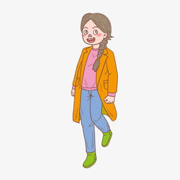 冬季冬日背大衣少女卡通手绘图片素材其他格式下载动漫人物大全