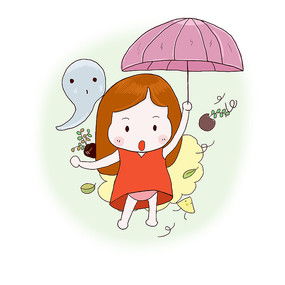 手绘裹头巾的小女孩ai素材免费下载红动中国