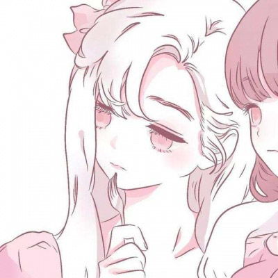 粉色系卡通姐妹头像可爱卖萌一对