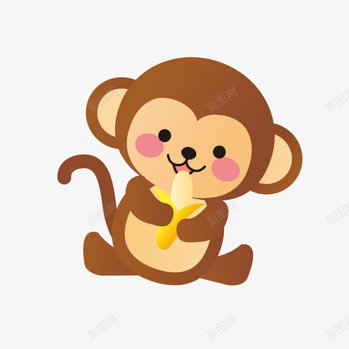 卡通手绘可爱吃香蕉的小猴子矢量图高清素材爱吃设计图片页面网页平面电商创意素材png素材香蕉素材