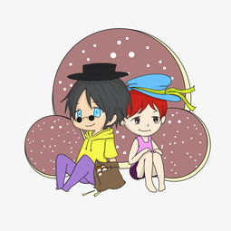 美食卡通可爱吃货小情侣插画图片素材其他格式下载动漫人物大全