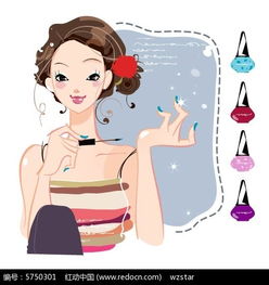 美甲的卡通女孩插画eps素材免费下载红动网