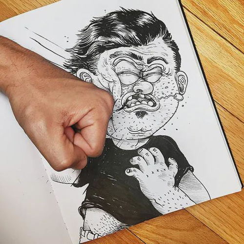 艺术家把漫画中的人物揍扁了,趣味互动,让人笑到飙泪
