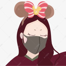 彩色戴口罩的女孩元素素材图片免费下载千库网