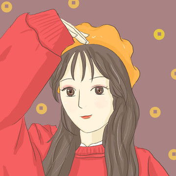 卡通女孩简笔画设计模板下载设计素材素材下的动漫卡通设计模板
