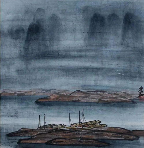 他的山水画,简洁透彻的美