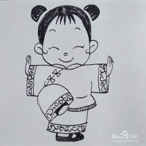 怎么画出一个在练功夫的小女孩卡通儿童简笔画